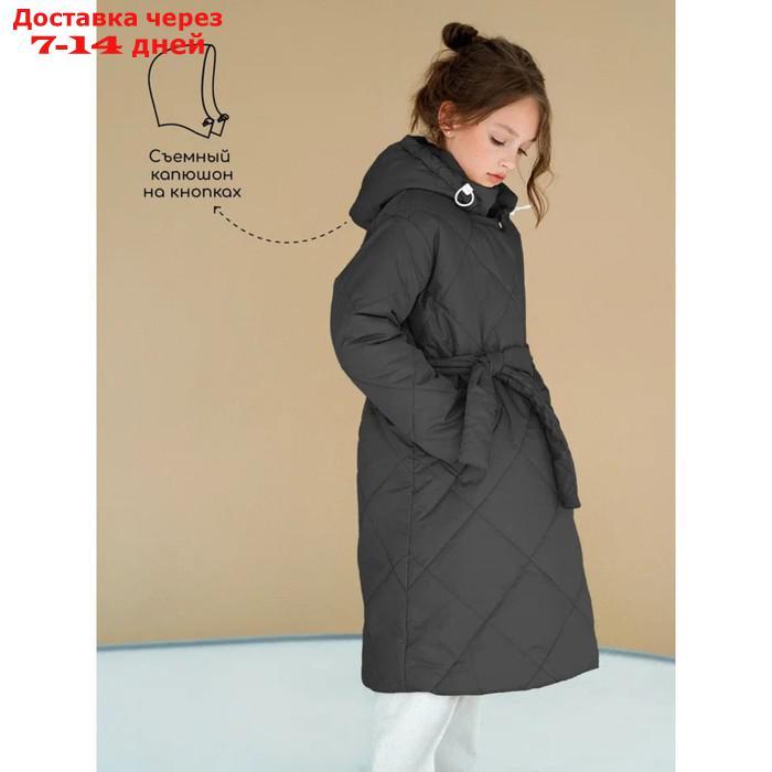 Пальто стёганое для девочек PRETTY, рост 140-146 см, цвет графит - фото 4 - id-p226976201