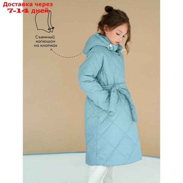 Пальто стёганое для девочек PRETTY, рост 140-146 см, цвет голубой - фото 4 - id-p226976202