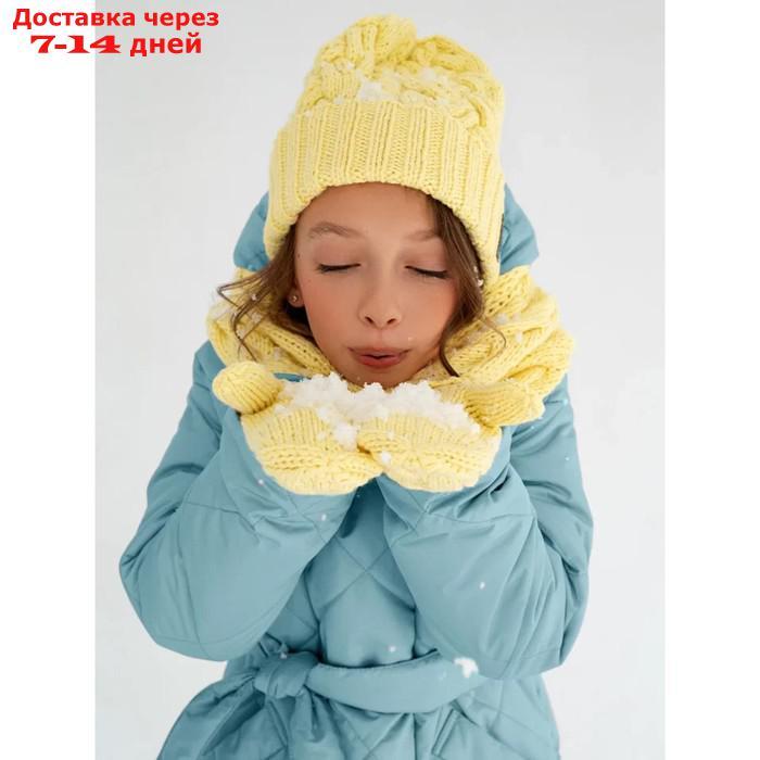 Пальто стёганое для девочек PRETTY, рост 140-146 см, цвет голубой - фото 9 - id-p226976202