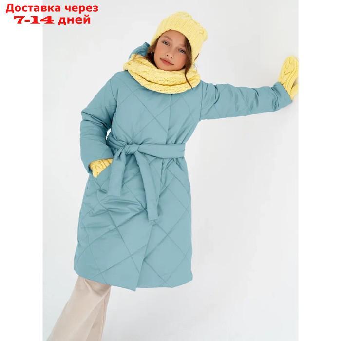 Пальто стёганое для девочек PRETTY, рост 140-146 см, цвет голубой - фото 10 - id-p226976202