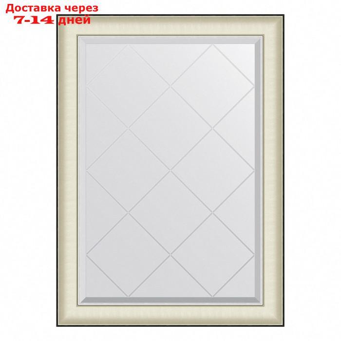 Зеркало Evoform в багетной раме, с гравировкой, 78 мм, 74х102 см, цвет белая кожа с хромом - фото 1 - id-p226999293