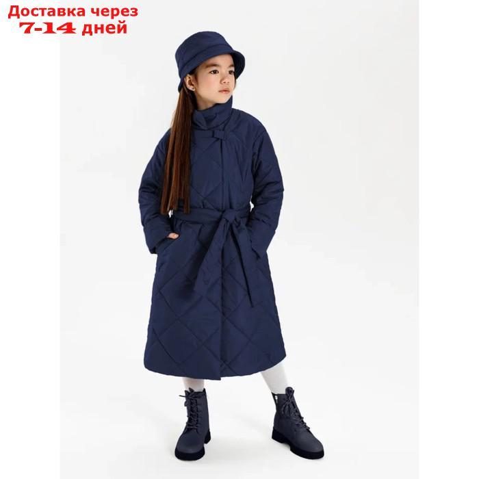 Пальто стёганое для девочек TRENDY, рост 134-140 см, цвет синий - фото 1 - id-p226976235
