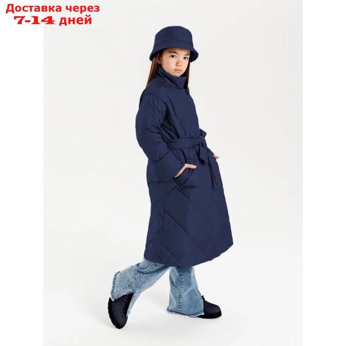 Пальто стёганое для девочек TRENDY, рост 134-140 см, цвет синий - фото 8 - id-p226976235