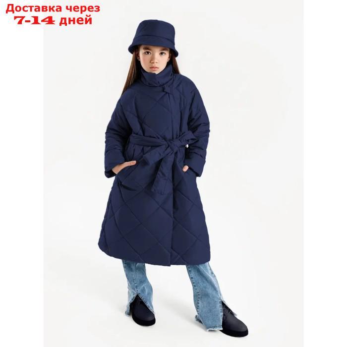 Пальто стёганое для девочек TRENDY, рост 134-140 см, цвет синий - фото 10 - id-p226976235