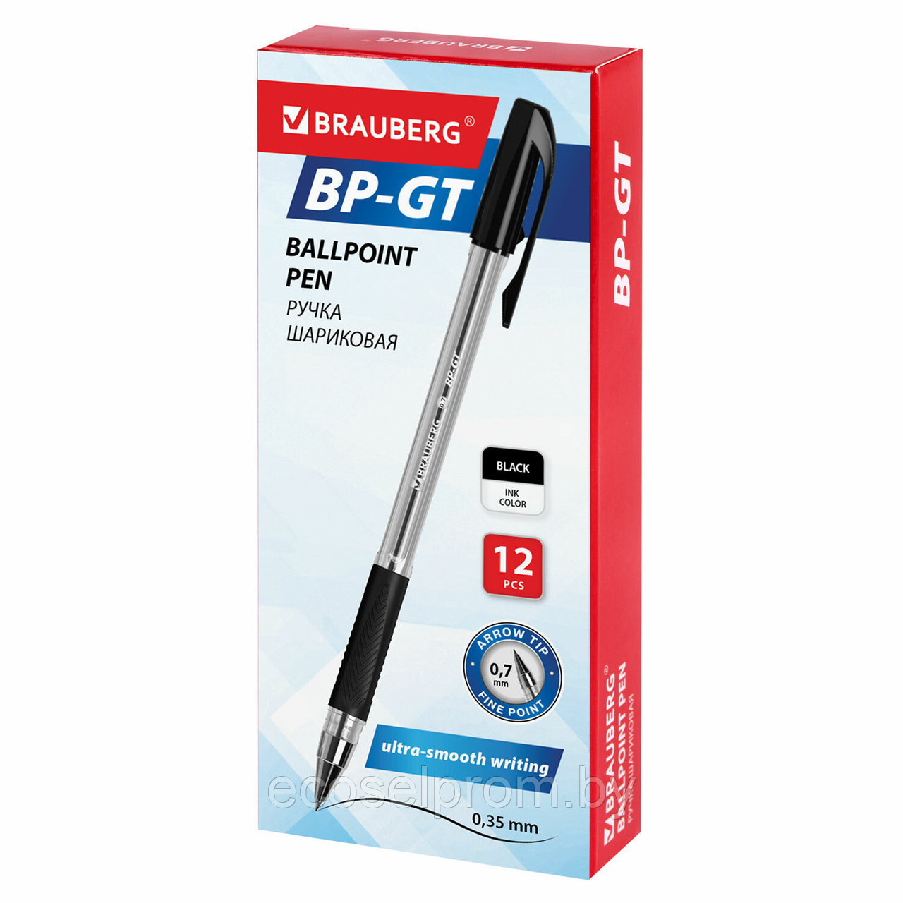 Ручка шариковая BRAUBERG «BP-GT», ЧЕРНАЯ, корпус прозрачный, евронаконечник 0,7 мм, линия письма 0,35 мм, - фото 4 - id-p227271568