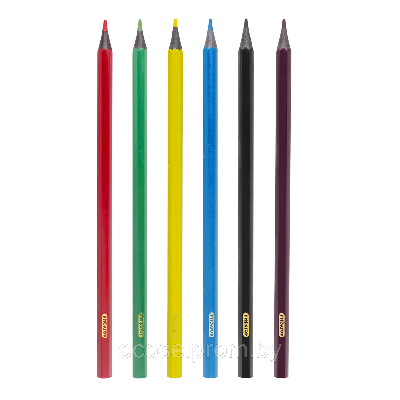 Карандаши цветные ПИФАГОР «СКАЗОЧНЫЙ ГОРОД», 6 цветов, черный пластик, заточенные, 181582 - фото 2 - id-p227271603
