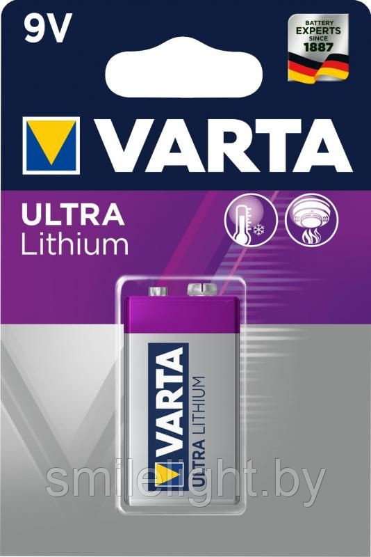 Элемент питания VARTA Ultra 9V/6FR61 Lithium 9V Bl.1