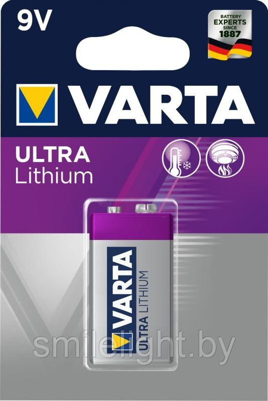 Элемент питания VARTA Ultra 9V/6FR61 Lithium 9V Bl.1 - фото 1 - id-p227271614