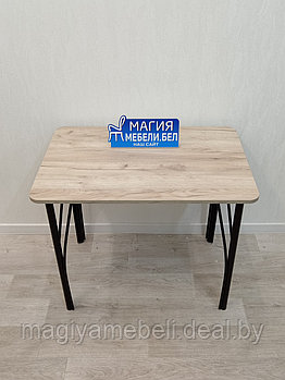 Обеденный стол на лофт опорах - Дуб крафт серый