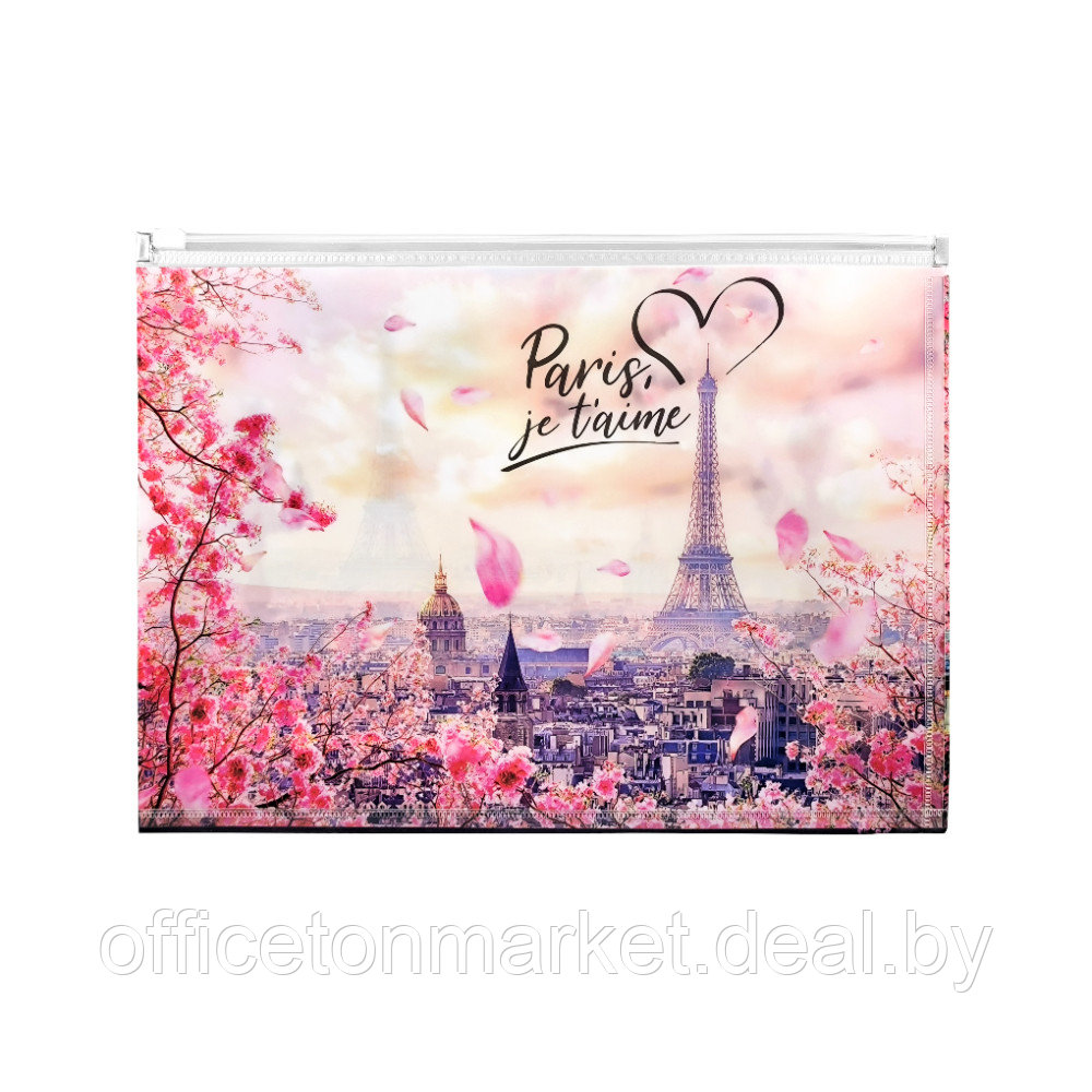 Папка-конверт на молнии "Take me to Paris", А4, разноцветный - фото 1 - id-p227275707