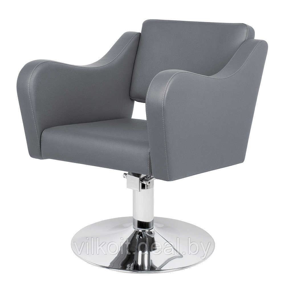 Кресло парикмахерское для клиента Лугано на диске, серое - фото 1 - id-p227279929