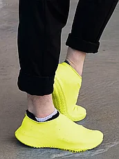 Силиконовые защитные чехлы для обуви от дождя и грязи с подошвой M (желтый), фото 2