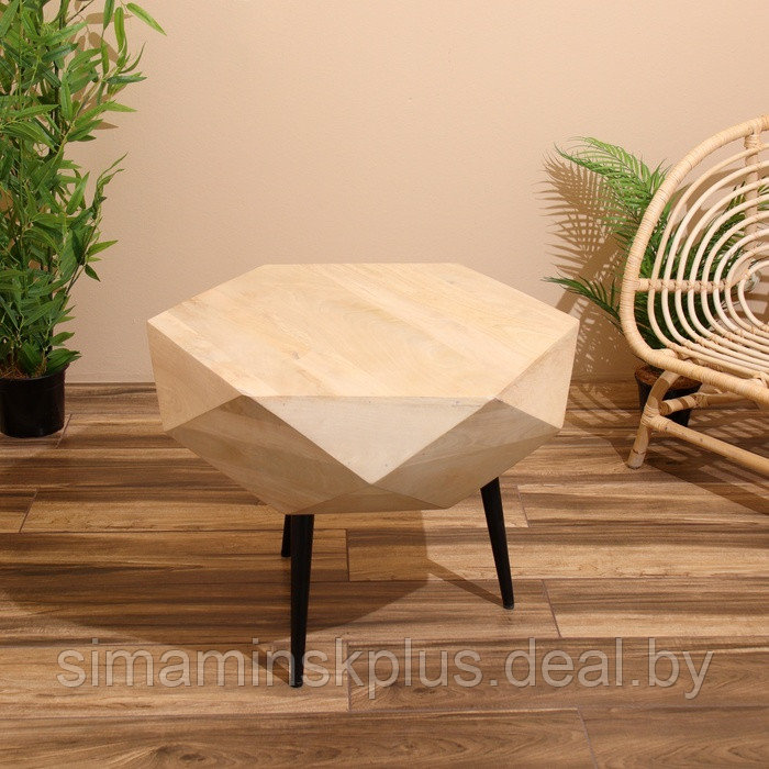 Столик кофейный 62х62х55 см, манговое дерево - фото 1 - id-p227280445