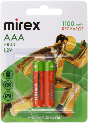 Аккумулятор Mirex AAA, 1.2V, 1100 mAh (2 шт. в упаковке) - фото 1 - id-p227280872