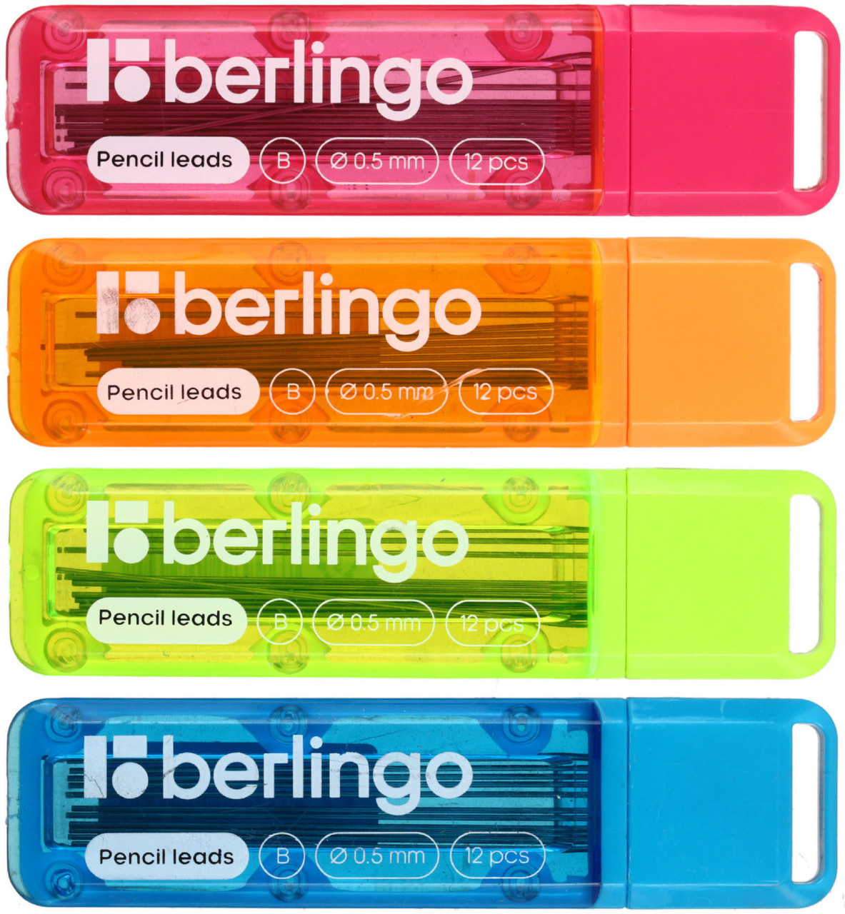 Грифели для автоматических карандашей Berlingo толщина грифеля 0,5 мм, твердость М, 12 шт. (корпус ассорти) - фото 1 - id-p227280962