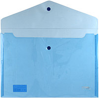 Папка-конверт пластиковая на кнопке «Стамм.» А4+ толщина пластика 0,18 мм, прозрачная синяя