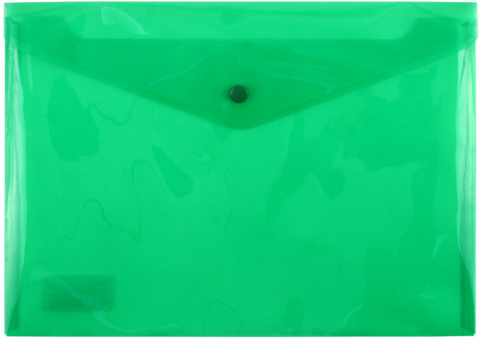 Папка-конверт пластиковая на кнопке «Стамм» А4+ толщина пластика 0,18 мм, прозрачная зеленая - фото 2 - id-p227280888