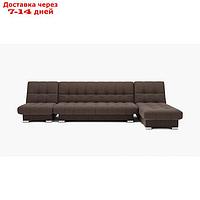 Угловой модульный диван "Хьюстон 3", меканизм книжка, ППУ, велюр, цвет гелекси лайт 004