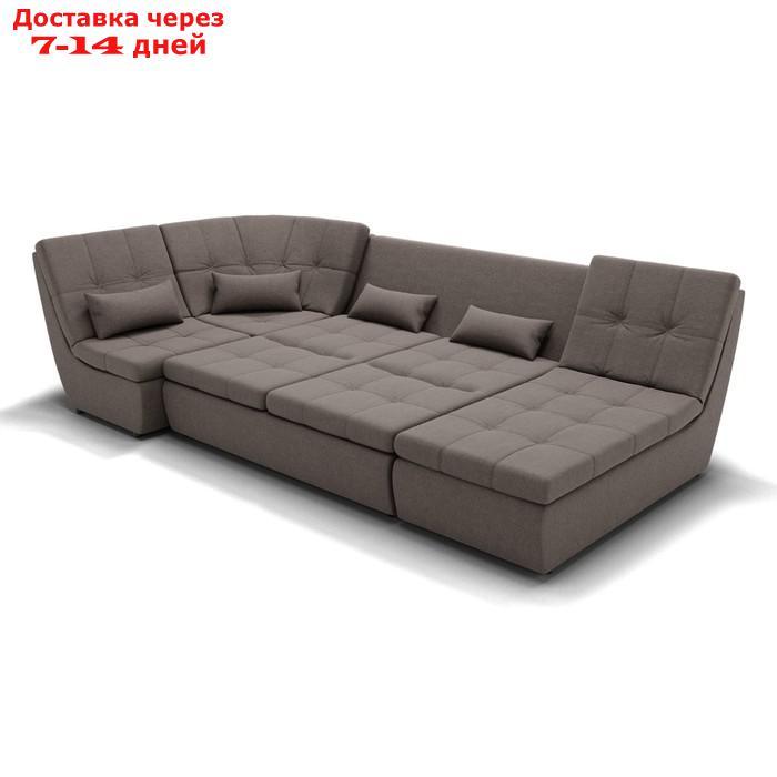 П-образный диван "Калифорния 4", механизм пума, угол левый, велюр, цвет гелекси лайт 005 - фото 3 - id-p227064821