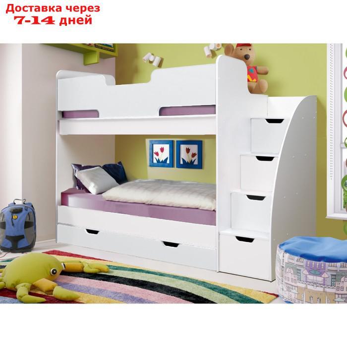 Кровать детская двухъярусная "Юниор 9", 800 × 1900 мм, цвет белый - фото 1 - id-p227054193