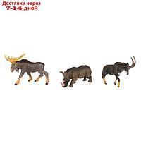 Набор фигурок "Мир диких животных": антилопа, носорог, лось, 3 фигурок