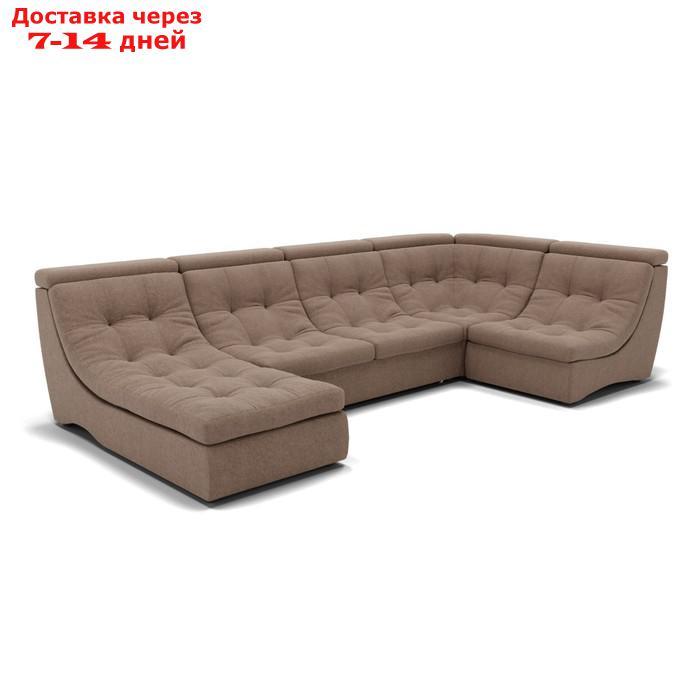 П-образный диван "Монако 4", механизм венеция, угол правый, велюр, цвет гелекси лайт 023 - фото 1 - id-p227065900