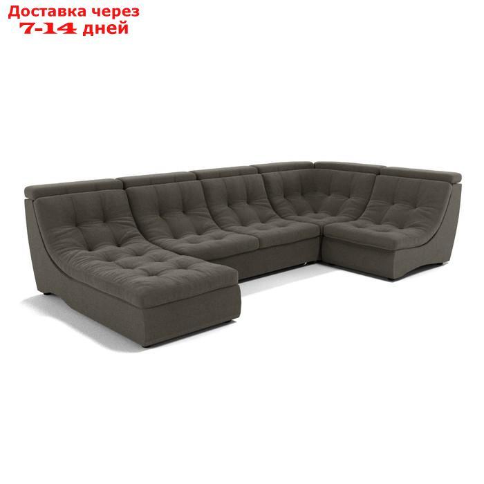 П-образный диван "Монако 4", механизм венеция, угол правый, велюр, цвет гелекси лайт 005 - фото 1 - id-p227065901