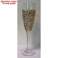 Набор рюмок для шампанского Nicolette, декор золотой мрамор, 6 шт., 180 мл