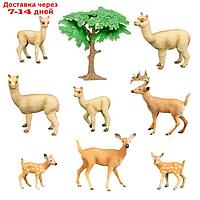 Набор фигурок "Мир диких животных": семья альпак и семья оленей, 9 предметов