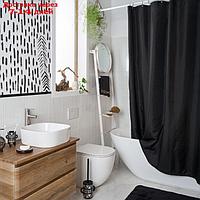 Занавеска Bantu, для ванной комнаты, тканевая, 200х200 см, цвет чёрный
