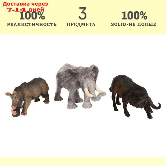 Набор фигурок "Мир диких животных": слон, носорог, буйвол, 3 фигурок - фото 3 - id-p227042464