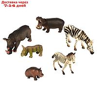 Набор фигурок "Мир диких животных": 2 зебры, 2 бегемота, 2 носорога, 6 фигурок