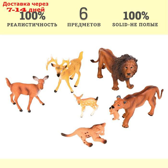 Набор фигурок "Мир диких животных": семья львов и семья оленей, 6 предметов - фото 3 - id-p227042484