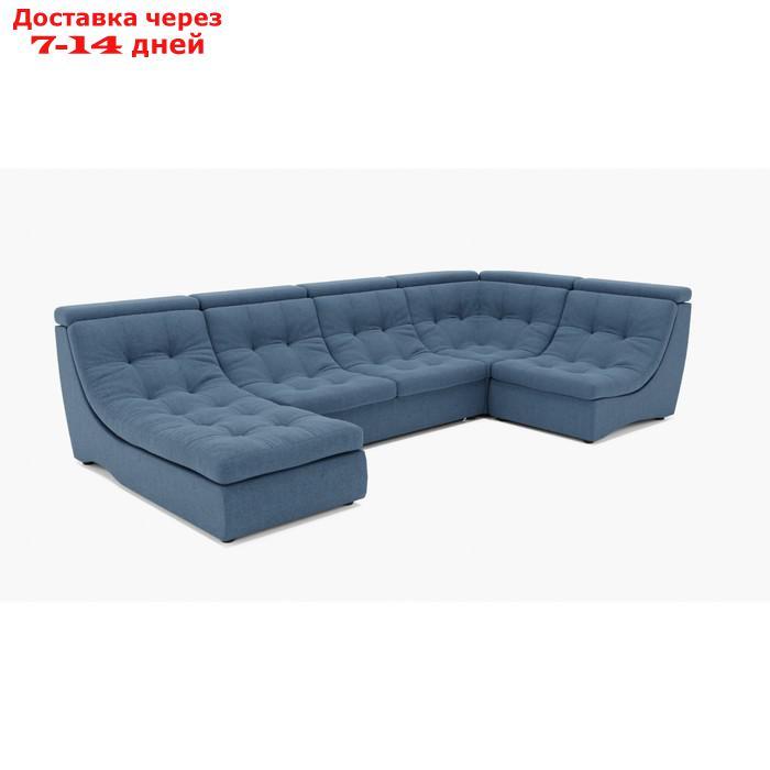 П-образный диван "Монако 4", механизм венеция, угол правый, велюр, цвет гелекси лайт 022 - фото 1 - id-p227065975