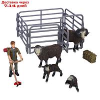 Набор фигурок "На ферме": семья баранов, фермер, ограждение-загон, аксессуары, 8 предметов 1005151