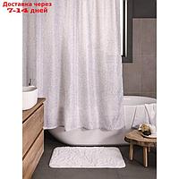 Занавеска Shelest, для ванной комнаты, тканевая, 180х200 см, цвет белый-серый
