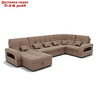 П-образный диван "Майами 4", механизм венеция, угол правый, велюр, цвет гелекси лайт 023