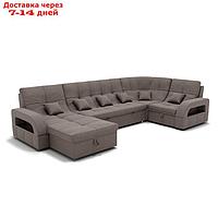 П-образный диван "Майами 4", механизм венеция, угол правый, велюр, цвет гелекси лайт 005