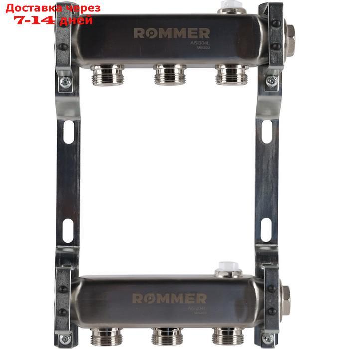 Коллектор ROMMER RMS-4401-000003, 1"х3/4", 3 выхода, для радиаторной разводки, нерж. сталь - фото 1 - id-p227054307