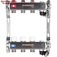 Коллектор ROMMER RMS-3201-000003, 1"х3/4", 3 выхода, без расходомеров, клапан, слив, нерж