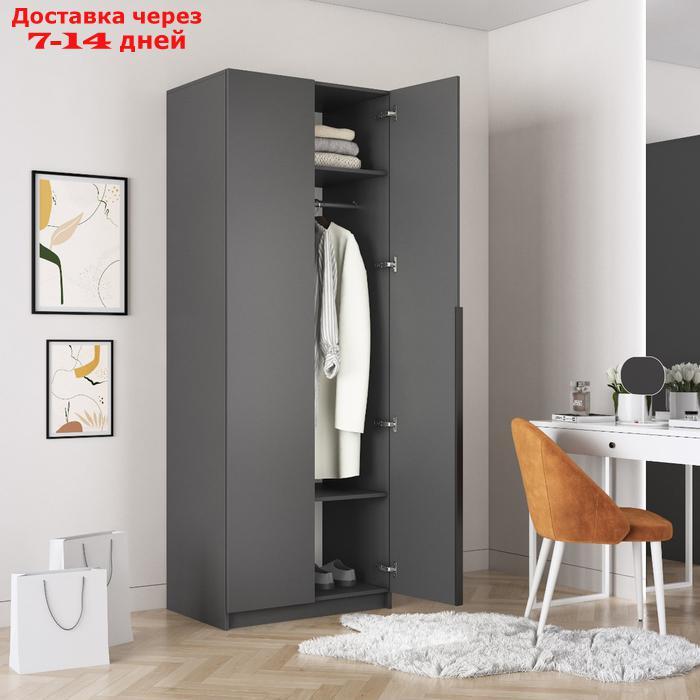 Шкаф 2-х дверный "Локер", 800×530×2200 мм, со штангой, цвет серый диамант - фото 2 - id-p227018503