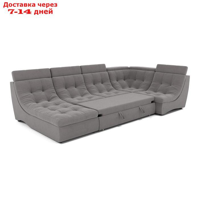 П-образный диван "Монако 4", механизм венеция, угол правый, велюр, цвет гелекси лайт 021 - фото 2 - id-p227066035