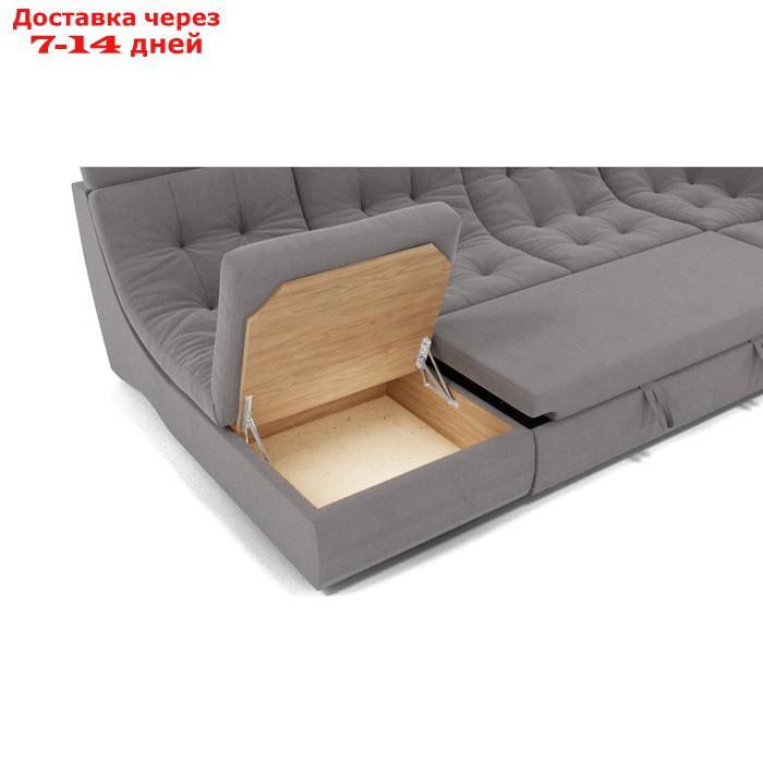 П-образный диван "Монако 4", механизм венеция, угол правый, велюр, цвет гелекси лайт 021 - фото 4 - id-p227066035