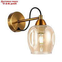 Светильник настенный E27, 1x60W, 13x21 см, цвет бронза, янтарный