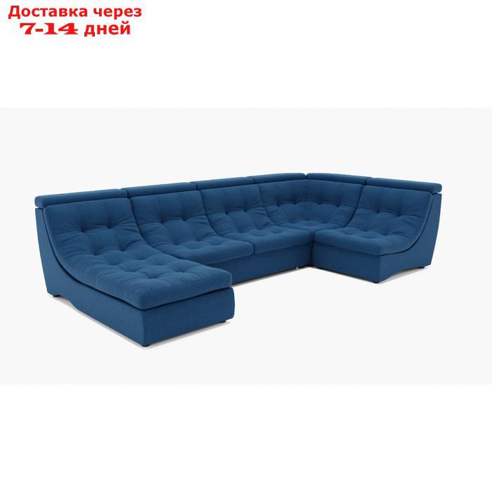 П-образный диван "Монако 4", механизм венеция, угол правый, велюр, цвет гелекси лайт 014 - фото 1 - id-p227066059