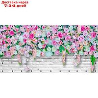ФС153-Л Фотосетка ART, ФС153-Л, "Розы на белой кирпичной стене" с люверсами, 314х155 см