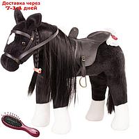 Лошадь для кукол, черная с расчёской