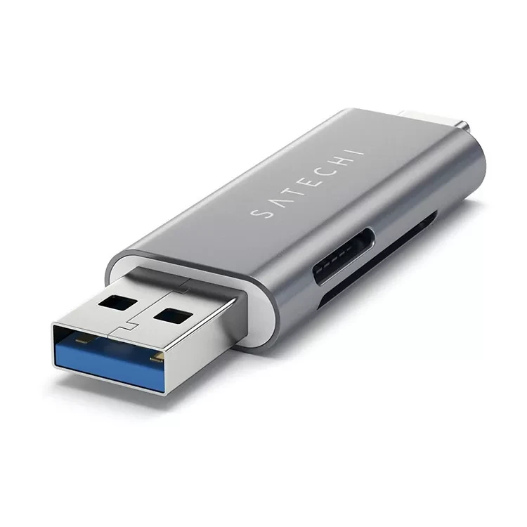 Кардридер Satechi Aluminum Type-C/USB 3.0 -Micro/SD Серый космос - фото 5 - id-p226761453