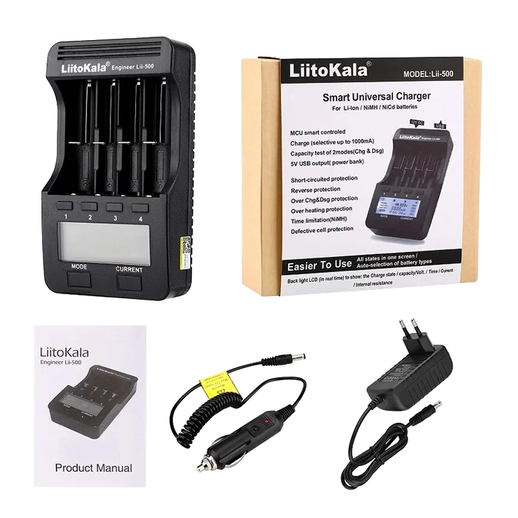 Зарядное устройство LiitoKala Lii-500 LCD Чёрный - фото 7 - id-p226741417