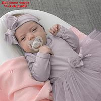 Платье-боди с повязкой на голову детское, рост 74-80 см, цвет пыльная сирень